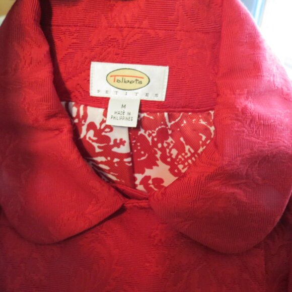 Talbots Red Blazer Double Breasted Peter Pan Collar Lined Size Petite Medium - Picture 8 of 11